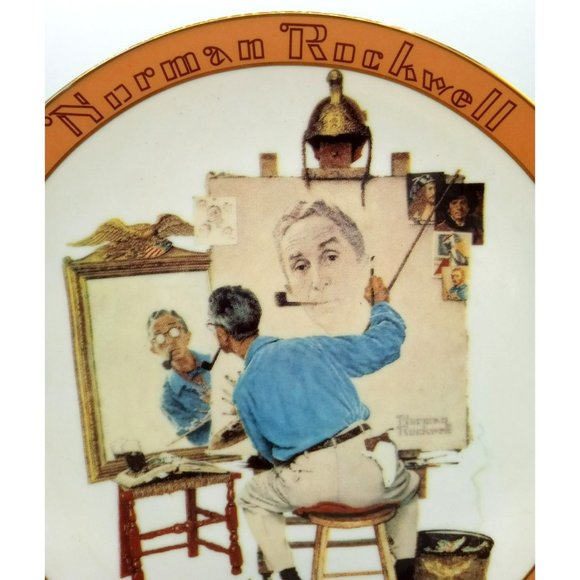 Norman Rockwell Triple Self Portrait Limited Edition Plate Bradford Exchange 94 - Picture 3 of 12